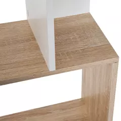 HOMCOM Bookcase, S-Shaped Wooden Bookshelf, 5/6 Tiers Freestanding Storage Shelf, Home Office Decorative Display Stand Rack, Oak and White, 24D x 60W x 184.5H - 8