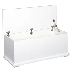 HOMCOM 113L Storage Chest, Storage Box with Flip-Top Lid and 2 Safety Hinges, Storage Trunk for Living Room, Entryway, 100 x 40 x 40 cm, White - 1