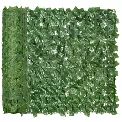 Outsunny 1-Piece Artificial Leaf Hedge Screen Privacy Fence Panel for Garden Outdoor Indoor Decor, Dark Green, 3M x 1M - 1