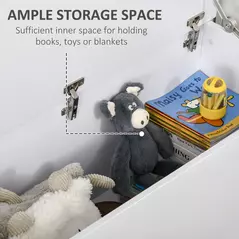 HOMCOM 113L Storage Chest, Storage Box with Flip-Top Lid and 2 Safety Hinges, Storage Trunk for Living Room, Entryway, 100 x 40 x 40 cm, White - 5