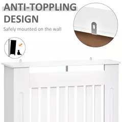 HOMCOM Slatted Radiator Cover Painted Cabinet MDF Lined Grill in White (78L x 19W x 81H cm) - 6