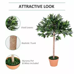 Outsunny 3ft Artificial Olive Tree Indoor Plant Greenery for Home Office Potted in An Orange Pot - 4