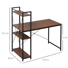HOMCOM Computer Desk with Storage Shelves on Left or Right, Industrial Reversible Writing Desk for Home Office, Study, Easy Assembly, 120 x 64 x 121cm, Walnut and Black - 3