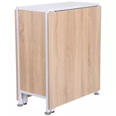 HOMCOM Foldable Drop Leaf Dining Table Folding Workstation for Small Space with Storage Shelves Cubes Oak & White - 9