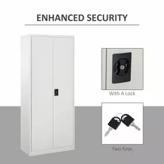 Vinsetto Lockable Filing Cabinet Tall Adjustable Shelf Large Office Storage for Office Use, White - 6