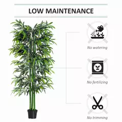 Outsunny 6ft Artificial Bamboo Tree Plant Greenery in A Pot for Home Office Planter 1.8M - 6