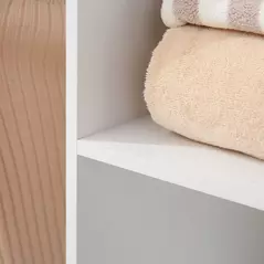 HOMCOM Open Wardrobe Double Mobile Storage Shelves Organizer W/6 Wheels-White - 8