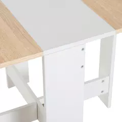 HOMCOM Folding Dining Table, Space-Saving Drop Leaf Kitchen Table for 4-6 People, Multi-functional Desk for Small Space, Flat & Studio, Modern Breakfast Table, Oak & White - 8