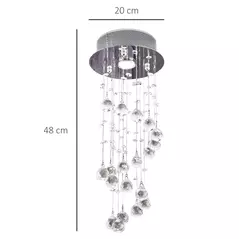 HOMCOM Metal Crystal Ceiling Light Chandelier Elegant Pendant Lamp Living Room Stairway Spiral Rain Drop Pendant Lamp Silver - 3