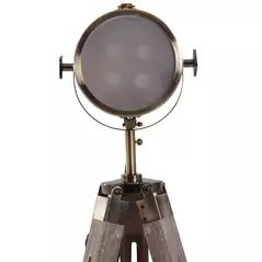 HOMCOM Industrial Tripod Floor Lamp, Nautical Searchlight with Adjustable Height, Wood Legs, E14 Lamp Base for Living Room, Bedroom, Grey and Bronze - 8