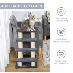 PawHut Dog Steps for Bed 4 Step Pet Stairs for Dog Cat ladder Scratch Post Grey - 7