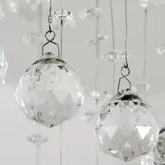 HOMCOM Metal Crystal Ceiling Light Chandelier Elegant Pendant Lamp Living Room Stairway Spiral Rain Drop Pendant Lamp Silver - 9