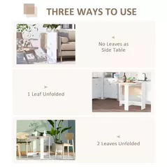 HOMCOM Folding Dining Table, Space-Saving Drop Leaf Kitchen Table for 4-6 People, Multi-functional Desk for Small Space, Flat & Studio, Modern Breakfast Table, Oak & White - 4