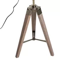 HOMCOM Vintage Tripod Table Desk Lamp Bedside Light Spotlight Brass Antique Searchlight Wooden Base - 6