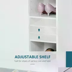 HOMCOM Shoe Storage Cabinet  Two Doors w/ Adjustable 4 Shelves Cupboard Footwear Rack Stand Organiser Hallway White - 6