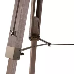 HOMCOM Industrial Tripod Floor Lamp, Nautical Searchlight with Adjustable Height, Wood Legs, E14 Lamp Base for Living Room, Bedroom, Grey and Bronze - 9