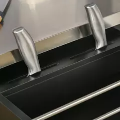 HOMCOM Wooden Kitchen Island on Wheels, Serving Cart Storage Trolley with Stainless Steel Top, Drawer, Side Handle and Rack, Black - 8