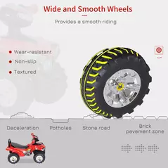 HOMCOM Kids Children Ride-on Toy Off Road Style Quad Bike Racing Car NO POWER 4 Wheels Horn Music Red - 5