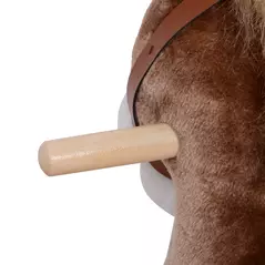 HOMCOM Kids Children Plush Rocking Horse Wooden Base Ride On Toy Rocker with Handle Grip Traditional Toy Fun Gift for Age 3+ (Brown & White) - 8