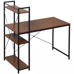 HOMCOM Computer Desk with Storage Shelves on Left or Right, Industrial Reversible Writing Desk for Home Office, Study, Easy Assembly, 120 x 64 x 121cm, Walnut and Black - 1