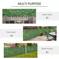 Outsunny 1-Piece Artificial Leaf Hedge Screen Privacy Fence Panel for Garden Outdoor Indoor Decor, Dark Green, 3M x 1M - 5