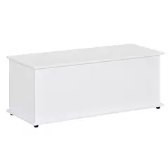 HOMCOM 113L Storage Chest, Storage Box with Flip-Top Lid and 2 Safety Hinges, Storage Trunk for Living Room, Entryway, 100 x 40 x 40 cm, White - 1