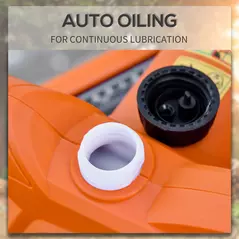 DURHAND 2000W Powerful Electric Chainsaw, 16" Aluminium Blade Portable Corded Chain Saw, 7250rpm Chain Saw for Garden Tree Pruning, 13m/s Chain Speed Auto Chain Lubrication to Cut Wood, Orange - 5