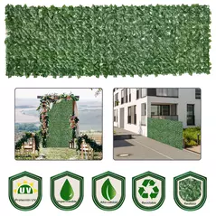 Outsunny 1-Piece Artificial Leaf Hedge Screen Privacy Fence Panel for Garden Outdoor Indoor Decor, Dark Green, 3M x 1M - 7