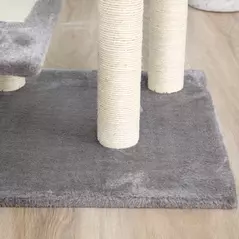 PawHut 100 cm Cat Tree for Indoor Cats Kitten Scratch Scratching Post Climbing Tower Activity Centre Grey - 9