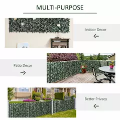 Outsunny 1-Piece Artificial Leaf Hedge Screen Privacy Fence Panel for Garden Outdoor Indoor Decor, Dark Green, 2.4M x 1M - 5