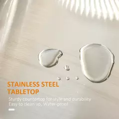 HOMCOM Wooden Kitchen Island on Wheels, Serving Cart Storage Trolley with Stainless Steel Top, Drawer, Side Handle and Rack, Black - 5