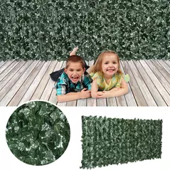 Outsunny 1-Piece Artificial Leaf Hedge Screen Privacy Fence Panel for Garden Outdoor Indoor Decor, Dark Green, 2.4M x 1M - 1