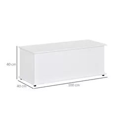 HOMCOM 113L Storage Chest, Storage Box with Flip-Top Lid and 2 Safety Hinges, Storage Trunk for Living Room, Entryway, 100 x 40 x 40 cm, White - 3