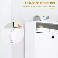 HOMCOM Narrow Shoe Cabinet with 3 Flip Doors, 14-18 Pairs Shoe Cupboard with Open Shelf for Slim Hallway and Entryway, 24 x 60 x 132 cm, White - 5