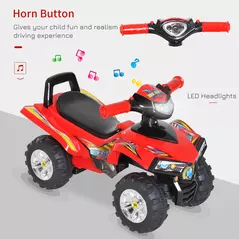 HOMCOM Kids Children Ride-on Toy Off Road Style Quad Bike Racing Car NO POWER 4 Wheels Horn Music Red - 4