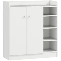 HOMCOM Shoe Storage Cabinet  Two Doors w/ Adjustable 4 Shelves Cupboard Footwear Rack Stand Organiser Hallway White - 1
