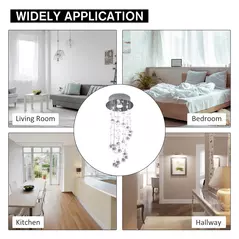 HOMCOM Metal Crystal Ceiling Light Chandelier Elegant Pendant Lamp Living Room Stairway Spiral Rain Drop Pendant Lamp Silver - 4
