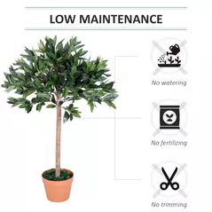 Outsunny 3ft Artificial Olive Tree Indoor Plant Greenery for Home Office Potted in An Orange Pot - 5