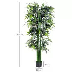Outsunny 6ft Artificial Bamboo Tree Plant Greenery in A Pot for Home Office Planter 1.8M - 3