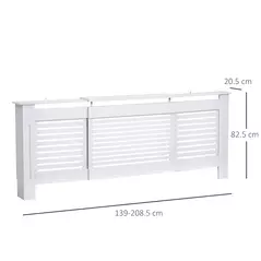 HOMCOM Extendable Radiator Cover, Modern MDF White Painted Cabinet with Horizontal Slats for Living Room, Bedroom, 139-208.5L x 20.5W x 82.5H cm - 3