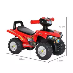 HOMCOM Kids Children Ride-on Toy Off Road Style Quad Bike Racing Car NO POWER 4 Wheels Horn Music Red - 3