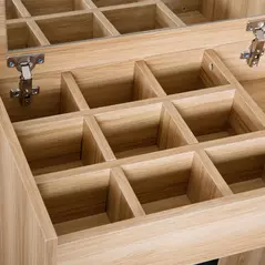 HOMCOM Dressing Table with Mirror and Stool, Vanity Makeup Table with Flip Up Mirror, Vanity Desk with Storage Unit and Padded Seat, Wood - 7