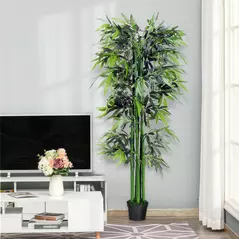 Outsunny 6ft Artificial Bamboo Tree Plant Greenery in A Pot for Home Office Planter 1.8M - 7