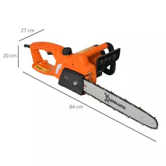 DURHAND 2000W Powerful Electric Chainsaw, 16" Aluminium Blade Portable Corded Chain Saw, 7250rpm Chain Saw for Garden Tree Pruning, 13m/s Chain Speed Auto Chain Lubrication to Cut Wood, Orange - 3