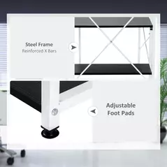 HOMCOM Computer Desk with Storage Shelves on Left or Right, Industrial Reversible Writing Desk for Home Office, Study, Easy Assembly, 120 x 64 x 121cm, Black and White - 6