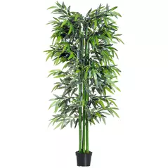 Outsunny 6ft Artificial Bamboo Tree Plant Greenery in A Pot for Home Office Planter 1.8M - 1