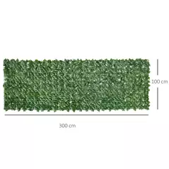 Outsunny 1-Piece Artificial Leaf Hedge Screen Privacy Fence Panel for Garden Outdoor Indoor Decor, Dark Green, 3M x 1M - 3