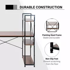 HOMCOM Computer Desk with Storage Shelves on Left or Right, Industrial Reversible Writing Desk for Home Office, Study, Easy Assembly, 120 x 64 x 121cm, Walnut and Black - 6