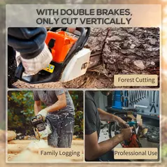 DURHAND 2000W Powerful Electric Chainsaw, 16" Aluminium Blade Portable Corded Chain Saw, 7250rpm Chain Saw for Garden Tree Pruning, 13m/s Chain Speed Auto Chain Lubrication to Cut Wood, Orange - 7