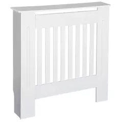 HOMCOM Slatted Radiator Cover Painted Cabinet MDF Lined Grill in White (78L x 19W x 81H cm) - 1